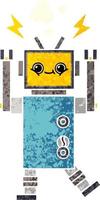 retro illustration style cartoon malfunctioning robot vector