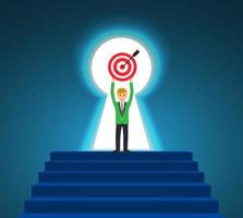 Businessman holding standing on the stair. success vector