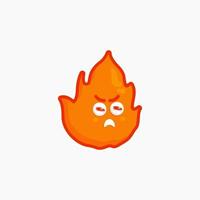 cute character fire cute sticker design set bundle for shop element nature fire yellow angry expression in white background vector