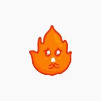 cute character fire sticker design sad cry expression nature element vector