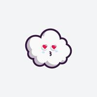 linda mascota de conjunto de personajes y nube de diseño de pegatinas para compras en línea cara de expresión de emoticono y nube de tormenta de truenos vector