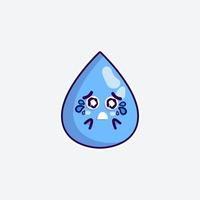 cute character water funny expression cry in white background vector