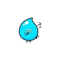 Cute water drop character with different face expressions. Vector graphics with plain colors.