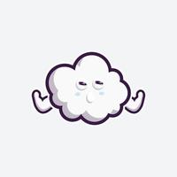 linda mascota de conjunto de personajes y nube de diseño de pegatinas para compras en línea cara de expresión de emoticono y nube de tormenta de truenos vector