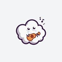 linda mascota de conjunto de personajes y nube de diseño de pegatinas para compras en línea cara de expresión de emoticono y nube de tormenta de truenos vector