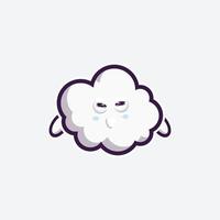 linda mascota de conjunto de personajes y nube de diseño de pegatinas para compras en línea cara de expresión de emoticono y nube de tormenta de truenos vector