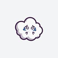 linda mascota de conjunto de personajes y nube de diseño de pegatinas para compras en línea cara de expresión de emoticono y nube de tormenta de truenos vector