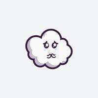 linda mascota de conjunto de personajes y nube de diseño de pegatinas para compras en línea cara de expresión de emoticono y nube de tormenta de truenos vector