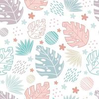 Seamless pattern abstract exotic plants soft colors vector