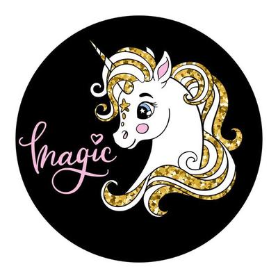 Unicornio Mágico Pegatinas De Moda De Unicornio De Color Rosa Unicornio  Ilustraciones svg, vectoriales, clip art vectorizado libre de derechos.  Image 88079382