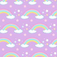 Seamless pattern cute rainbow on purple vector illustration