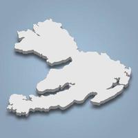 3d isometric map of Mull is an island in Scotland, vector