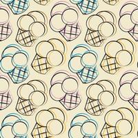 Seamless vector pattern with outline ice cream
