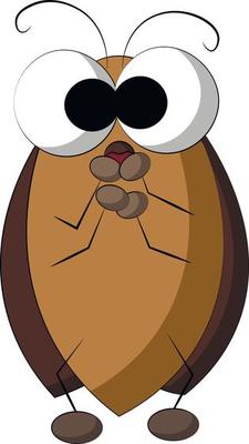 Cute cartoon surprised Cockroach. Draw illustration in color