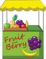 Stall counter with fruit and berry. Draw illustration in color vector