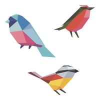 Birds from triangles, swallows and tits, graphics vector