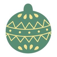 juguete de navidad para el árbol, bola con patrón. ilustración vectorial dibujada a mano. símbolo tradicional de vacaciones vector