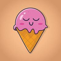 cute ice cream cartoon character design vector