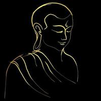 Golden buddha brush stroke painting vector design over black background