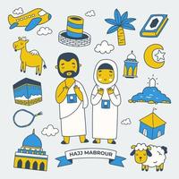 Hand Drawn Hajj and Umrah Element Collection, Hajj Mabrour Mean the Accepted Hajj vector