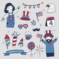 Hand Drawn Fourth of July Element Collection vector