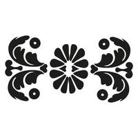 Damask pattern element. Vector pattern in vintage style for design of greeting cards, wedding invitations, holidays. Floral motives. Black and white.