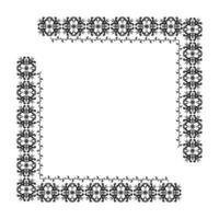 Vector border with a floral pattern for the design of frames, menus, wedding invitations or labels, for laser cutting, creating patterns in wood, marquetry. Digital graphics. Black and white.