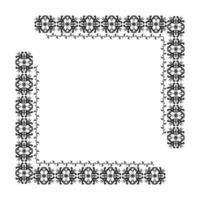 Vector border with a floral pattern for the design of frames, menus, wedding invitations or labels, for laser cutting, creating patterns in wood, marquetry. Digital graphics. Black and white.