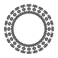 Round damask pattern with place for text. Floral frame. Black and white. Arabesque for decoration of cards and invitations.