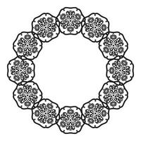 Mandala frame.For the design of frames, menus, wedding invitations or labels, for laser cutting, creating patterns in wood, marquetry. Digital graphics. Black and white. vector