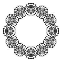 Marco de mandala. Para el diseño de marcos, menús, invitaciones de boda o etiquetas, para corte por láser, creación de patrones en madera, marquetería. gráficos digitales. en blanco y negro. vector