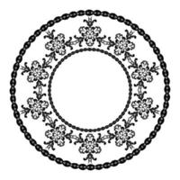 Decorative round frame For the design of frames, menus, wedding invitations or labels, for laser cutting, creating patterns in wood, marquetry. Digital graphics. Black and white. vector