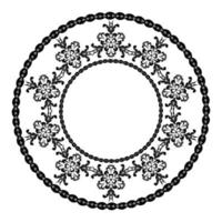 Decorative round frame For the design of frames, menus, wedding invitations or labels, for laser cutting, creating patterns in wood, marquetry. Digital graphics. Black and white. vector