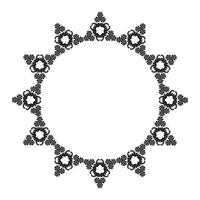 Round ornament element. Vintage flower wreath. Digital graphics in oriental style. Black and white. Decorative frame. vector
