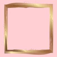 Abstract gold square frame on a pink background for concept design. Vintage style. Grunge texture. Interior concept. Golden border design. Wedding design. Vector image.