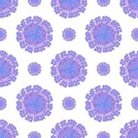 Purple virus cells on white background seamless pattern. Monkeypox virus background. Vector illustration.