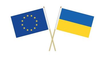 Set of Flags of the European Union and Ukraine. vector