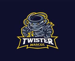 Twister mascot logo design. Tornado vector illustration. Logo illustration for mascot or symbol and identity, emblem sports or e-sports gaming team