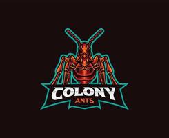 Ant mascot logo design. Ant insect colonize vector illustration. Logo illustration for mascot or symbol and identity, emblem sports or e-sports gaming team