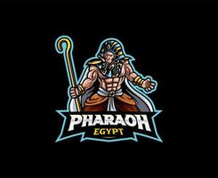 Pharaoh mascot logo design. Egyptian pharaoh vector illustration. Logo illustration for mascot or symbol and identity, emblem sports or e-sports gaming team