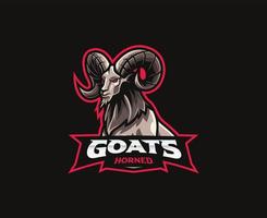 Goat mascot logo design. Horned wild goat vector illustration. Logo illustration for mascot or symbol and identity, emblem sports or e-sports gaming team