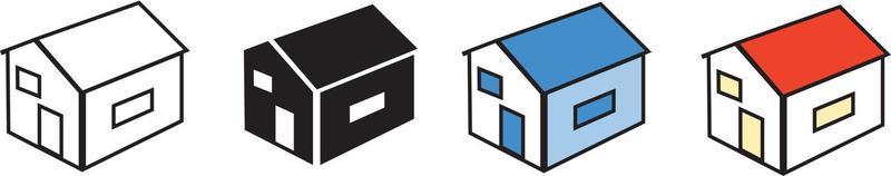 hogar hogar tridimensional 3d vector conjunto de iconos de color blanco y negro
