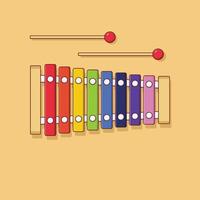 Xylophone Vector Illustration. Colorful Wooden Toys. Music Instrument Vector. Flat Cartoon Style Suitable for Web Landing Page, Banner, Flyer, Sticker, Card, Background