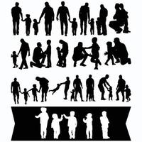 Father and son silhouettes collection vector