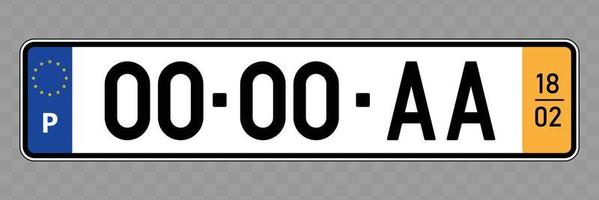 Vehicle number plate. vector
