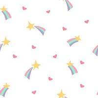 star, rainbow, heart seamless pattern hand drawn. . wallpaper, wrapping paper, textile, background fairy tale nursery pastel cute vector