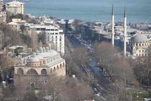 Aerial View of Tophane, Istanbul City in Snowy day photo