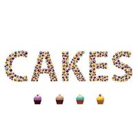 Cupcakes word consists of the elements. Capital letters. vector
