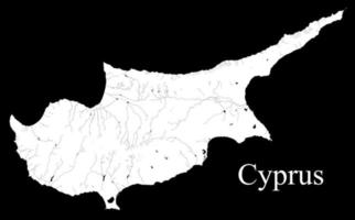 Cyprus map. Black and white background map, drawn with cartographic accuracy. A bird's-eye view. vector