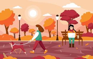 Autumn activity people in public space vector